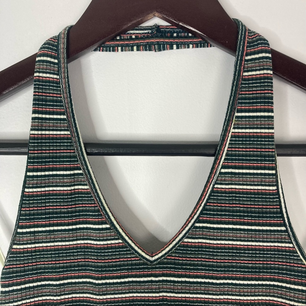 American Eagle Size Small Halter Ribbed V-Neck Crop Top Striped Y2K 90's - Picture 2 of 4